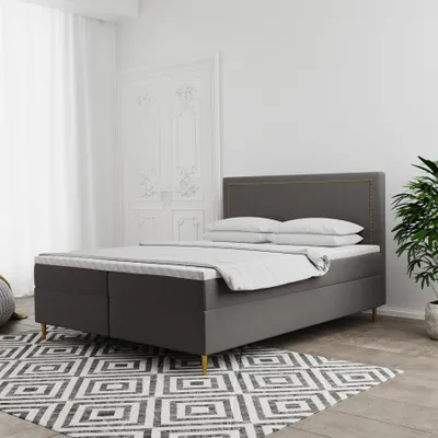 Produktbild von Boxspringbett Schlafzimmerbett LUCIEN 160x200cm in Stoff Soro Taupe