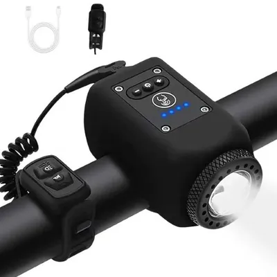 Produktbild von 2 in 1 IPX5 Fahrradlicht mit 110dB Hupe, 1200 mAh Akku Fahhradlampe mit Digitalhupe, Fahrradbeleuchtung Forne - LUMIHORN
