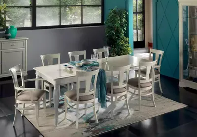 Immagine prodotto di Set completo tavolo da pranzo 8x sedie set sala da pranzo bianco Italia