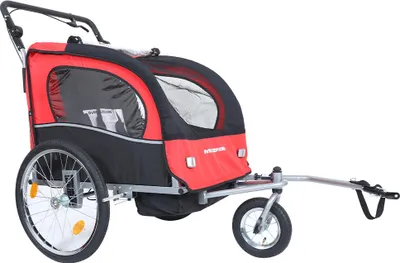 Produktbild von Øvre Eidfjord "Alpström" 2-in-1 Fahrradanhänger & Kinderwagen für 1–2 Kinder, 40 kg, mit Sicherheitsgurt, Reflektoren, rot | EID-6