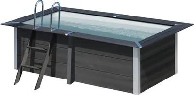 Produktbild von Aufstellpool WPC-Pool-Set Gre eckig 326x186x96 cm inkl. Sandfilteranlage, Skimmer, Leiter, Filtersand & Bodenschutzvlies grau