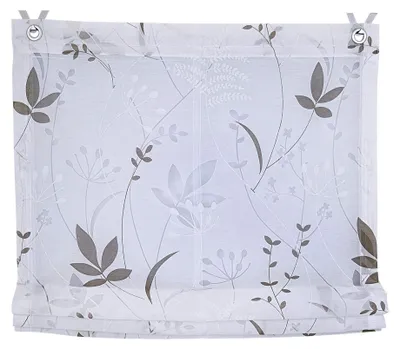 Produktbild von Deco4Me Raffrollo mit Ösen ohne Bohren – Ösenrollo inkl. Fensterhaken, Motiv Blumen – 100 x 140 cm, Weiß