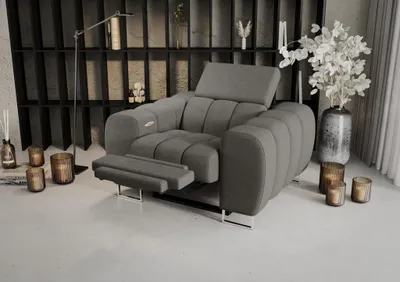 Productafbeelding van Relaxfauteuil BASTIEN RELAX, bekleed met stof in de kleur Moly grijs