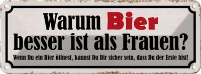 Produktbild von vianmo Blechschild 10x27 cm Warum Bier besser ist als Frauen Spruch Zitat