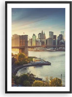 Produktbild von Gerahmtes Poster - Schwarzer Rahmen - New York Brücke - 50x70 cm - Wand Bild - Wanddeko - Wandbilder - Kunstposter - Wandposter - Bilderrahmen - Bilder - Kunstdruck - Wandbild - P2BPA50x70-4047