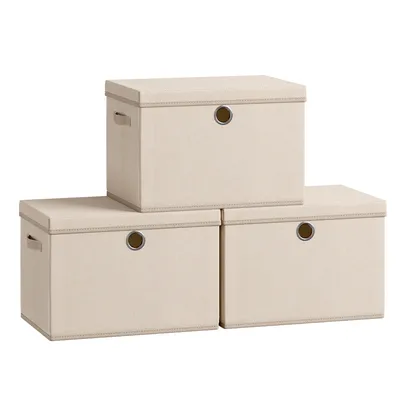 Produktbild von SONGMICS Aufbewahrungsboxen 3er-Set, Ordnungsbox, stapelbar mit Griffen, 43 x 30 x 30 cm, sand