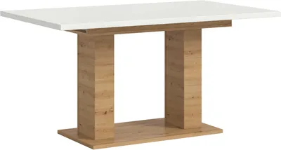 Produktbild von Esstisch ausziehbar Artisan/Weiß, 150-190 cm, Doppelsäulen-Fußgestell