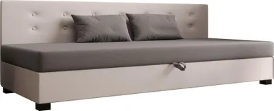 Produktbild von AURA SOFA Boxspringbett NEMO BIZ 80x195 Komplett-Set mit Bonell Matratze, Polsterbett mit Bettkästen - Hellbeige/Grau, SAWANA 01/21