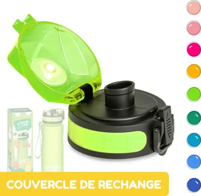 Image de Schmatzfatz Bouchon de Remplacement pour Gourde Sport, Couvercle d'Ouverture pour Bouteille d'Eau, Gourdes Adulte, Homme, Femme et Enfant, Gourde Sans BPA, Water Bottle Etanche, Anti Fuite, Vert