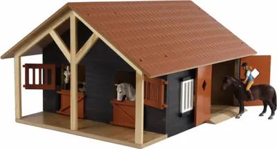 Produktbild von Kids Globe Bauernhof Pferdestall mit 2 Boxen und 1 Werkstatt 1:24 610167