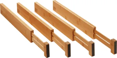 Produktbild von SOTECH 4-teiliges ORGA-BOX Bambus Schubladen Trennsystem 430 - 556 mm, Höhe 63 mm mit Federmechanismus