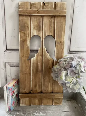 Produktbild von Landhaus Fensterladen ENGEL mit Engelsflügeln ,Shabby chic Handgefertigt, nuss