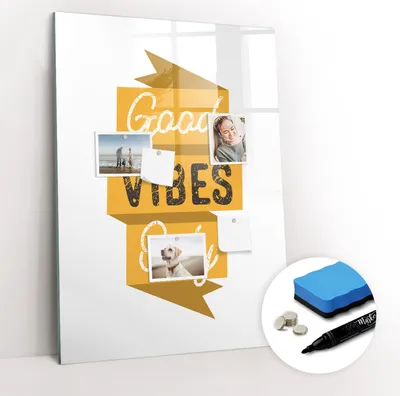 Produktbild von Magnetpinnwand Memoboard - Zubehörsatz - Schwarzer Marker + Schwamm + Magnete - 70 x 100 cm - Motivationssatz