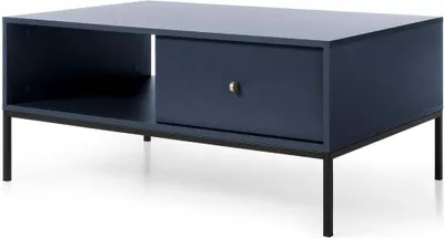 Productafbeelding van FURNLUX salontafel, model Mono, marineblauw en zwart. Afmetingen: 104 x 68 x 46 cm. Hoofdkleur: blauw