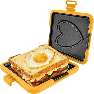 Obrázok produktu pre Silikónový toastovač do mikrovlnnej rúry – rúra – toastovač s nepriľnavým povrchom – mikrovlnná grilovacia panvica – žltá – 14 x 16 x 3 cm