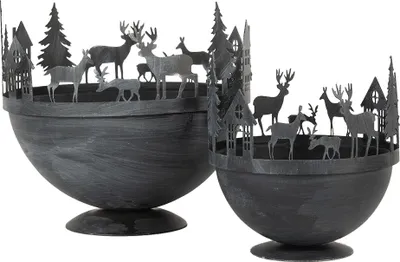 Image de Clayre & Eef Décoration Coupe Ø 19x17 / Ø 13x14 cm Gris Métal