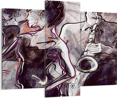 Produktbild von Bild auf Leinwand - Leinwandbild - Jazz Musik Musiker - 130x100cm - Wand Bild - Wanddeko - Leinwanddruck - Bilder - Kunstdruck - Wanddekoration - Leinwand bilder - Wandkunst - CB130x100-3572