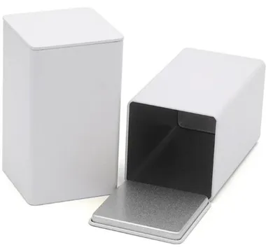 Zdjęcie produktu dla Hermetyczne pojemniki metalowe 8,5 x 8,5 x 15 cm, białe, zestaw 2 sztuk