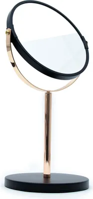 Produktbild von Intirilife Schminkspiegel Tischspiegel in Schwarz - 16.9 cm Durchmesser - Doppelseitiger Kosmetikspiegel mit 1x und 5x Vergrößerung 360 Grad rotierbar mit Anti Kratz Beschichtung