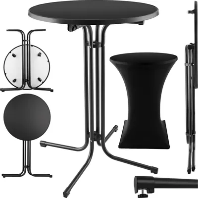 Produktbild von tectake® Stehtisch Eren rund mit Tischhusse bodenschonende Kunststofffüße & Ausgleichsschraube