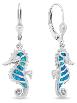 Immagine prodotto di Orecchini in argento con cavallucci marini e opali blu EA1128WB