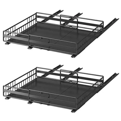 Produktbild von 2x Teleskopschublade,Ausziehbare Schublade Küche mit Selbstklebende,Ausziehbarer Schrank Organizer,Schubladen Organizer Kein Bohren(31-49cm+32-51cm)