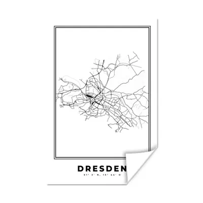 Produktbild von MuchoWow® Poster Stadtplan - Schwarz und weiß - Karte - Dresden - Deutschland 20x30 cm - Papierdruck