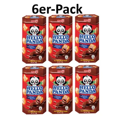 Produktbild von 6er-Pack meiji Hello Panda Kekse Schokoladenfüllung 50g