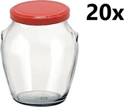 Obrázok produktu pre Dóza na varenie 314 ml ORCIO SOUDEK číra 20 ks VČETNE ČERVENÝCH UZÁVEROV, počet kusov v balení: 20