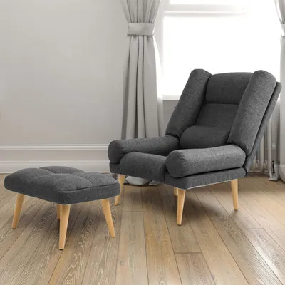 Produktbild von Liegesessel Sessel Relaxsessel Leo mit Fußhocker Rückenlehne 5-stufig einstellbar Farbe: Fargotex Zoya 10