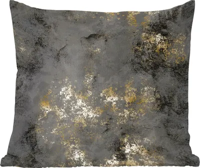 Produktbild von MuchoWow® Zierkissen Sofakissen Wohnzimmer Dekokissen 60x60 cm Textur - Gold - Schwarz - Sitzfläche - Foto Polster