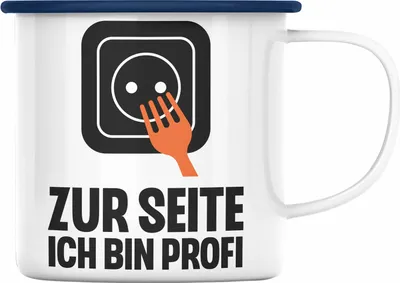 Produktbild von Trendation - Elektriker Emaille Tasse Spruch Männer Geschenk Lustig Gadget Geschenke Kaffeebecher Geschenkidee (Blau)