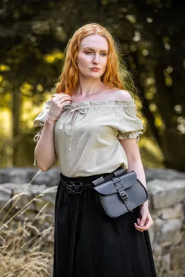 Produktbild von Mittelalterliche Sommerbluse "Otilia" in Hanffarben XL