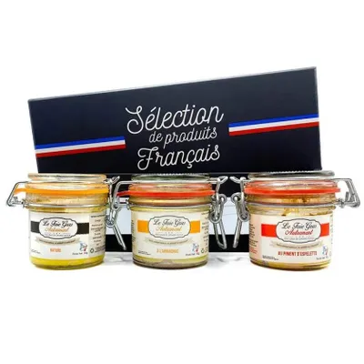 Produktbild von Wunderschachtel Klassik – Trio aus Foie Gras Nature, Armagnac & Espelette | Exklusive Französische Gourmet-Geschenkbox