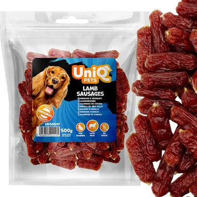Immagine prodotto di Delicatezza, snack per cani Salsicce morbide di agnello UniQ Pets 500g