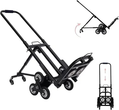 Immagine prodotto di Carrello per scale, carrello trasportabile pieghevole con 10 ruote e 2 cinghie elastiche, carrello per scale per traslochi e oggetti pesanti, carrello trasportatore/muletto con portata di 150 kg