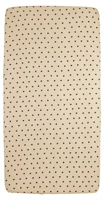 Produktbild von Meyco Spannbettlaken Print – Jersey – Sweet Heart – Soft Sand/Black – 60 x 120 cm