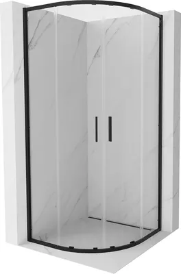 Produktbild von Mexen Exo Duschkabine halbrund schiebbar 90 x 90 cm, transparent, schwarz - 8132-090-090-70-00