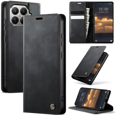 Produktbild von Handyhülle für Xiaomi 17T Pro Hülle Leder mit RFID Schutzhülle Klapphülle Magnet Kartenfach Standfunktion Schwarz