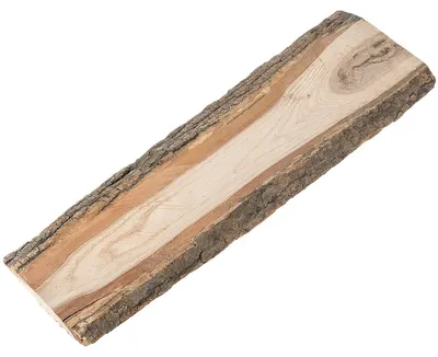 Produktbild von Eichenbrett mit Rinde Schwartenbrett, in 50 cm als Wohnzimmerdeko