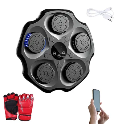 Immagine prodotto di Macchina da boxe musicale con LED, guantoni da boxe, Bluetooth (9 modalità, 43x43 cm)