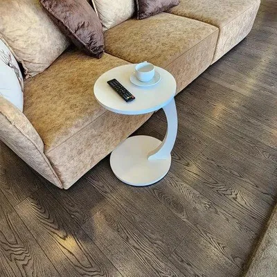 Produktbild von Nestly Beistelltisch C-Form Sofatisch mit Rollen MDF Weiß 56 cm