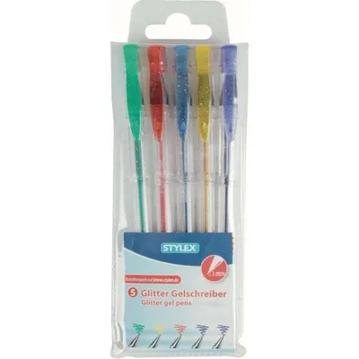Produktbild von Stylex Gelschreiber Set 5 Gelstifte 1 mm 5 Glitterfarben
