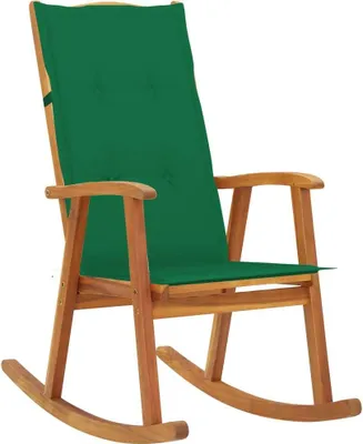 Image de Fauteuil à bascule avec coussins en bois massif d'acacia