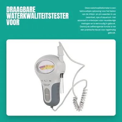 Productafbeelding van Waterkwaliteitstester Nauwkeurig - Draagbare Watertester - Zwembad Tester - pH/Meter - Chloor Tester - Zelfreinigend