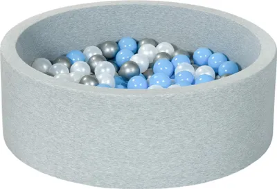 Image de Piscine à balles Playground + 150 balles en perles, argent, bleu clair