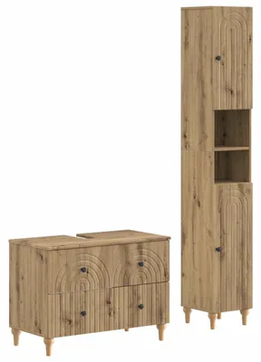 Productafbeelding van vidaXL 2-delige badkamerset, kastenset ALKMAAR, artisan eikenhout