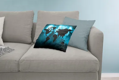 Produktbild von MuchoWow® Zierkissen Sofakissen Wohnzimmer Dekokissen 60x40 cm Weltkarte - Schwarz - Blau - Kopfkissen - Polster mit Foto