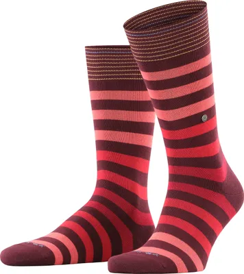 Image de Chaussettes Burlington pour Homme - Blackpool, Coton, Rayures, Logo, One Size Bordeaux/Rouge