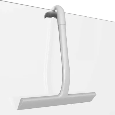 Produktbild von INF Silikon Duschabzieher 22.5x21x1.9 cm Softblade 145° gebogen mit rutschfestem Griff Grau